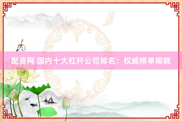 配资网 国内十大杠杆公司排名：权威榜单揭晓