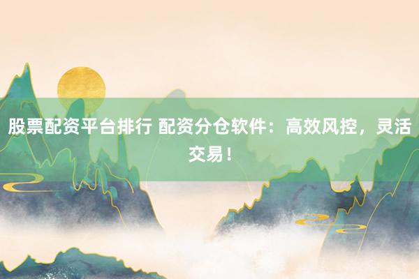 股票配资平台排行 配资分仓软件：高效风控，灵活交易！
