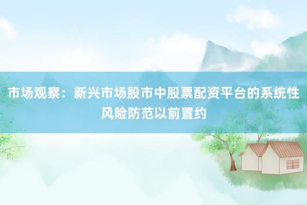 市场观察：新兴市场股市中股票配资平台的系统性风险防范以前置约